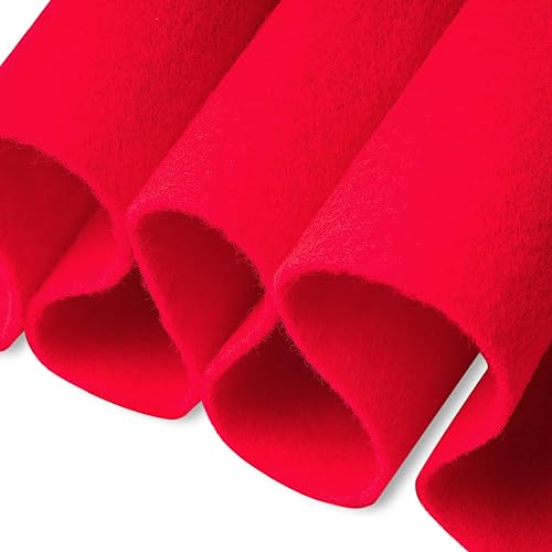 FabricLA Acrylic Felt Fabric | Soft, Non-Stiff Material | 72” Wide, 1.6mm Thick | Felt by The Yard for Crafts, Sewing, Padding & DIY Projects | Half Yard (Red 402)