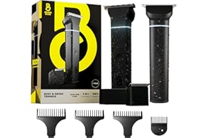 The Beard Club Manscape Body Hair Trimmer for Men, Pubic Hair Trimmer for Men & Ball Trimmer - Mens Body Shaver, Ceramic Blade Ball Shaver - Rechargeable, Electric, Waterproof Wet or Dry Clippers