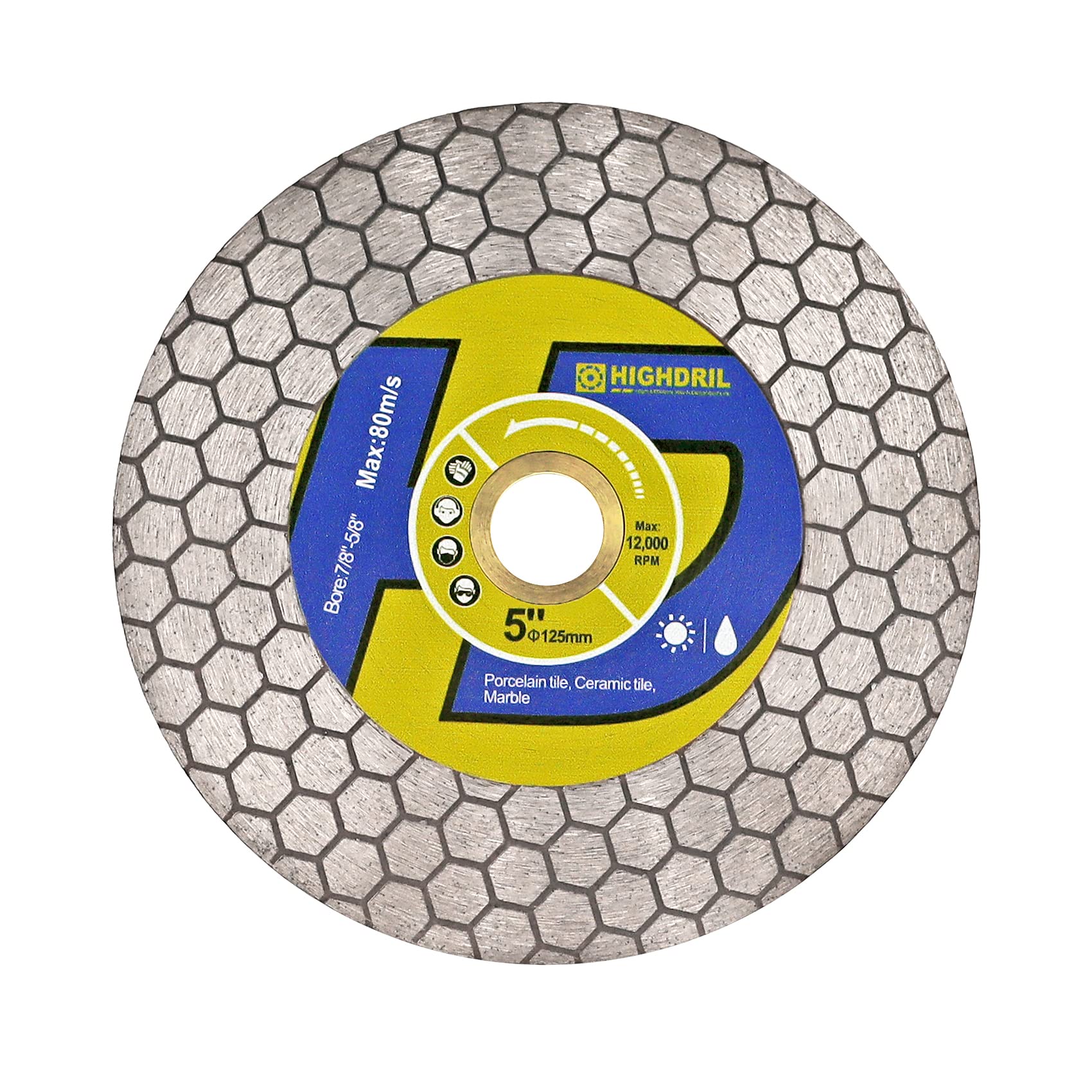 HIGHDRIL Diamond Tile Cutting Grinding Disc - 125mm/5inch Cutting and Grinding Disc for Porcelain Tile Granite Marble Ceramic Quartz