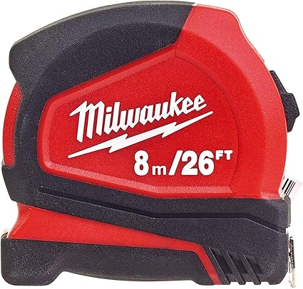 Milwaukee 26ft Compact Tape Measure Heavy Duty Construction Belt Clip Fractional Home Measuring Tapes Rulers Ruler