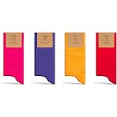 RAFRAY Athletic Socks Crew Length, Premium Sports Socks, Red Yellow Pink Purple, 4 Pairs, Size 5-9.5