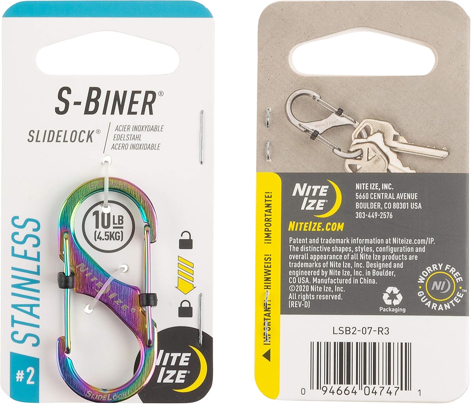 Nite Ize LSB4-11-R3 Dual Locking Carabiner, Size #4, Stainless: Closet Storage And Organization Systems: Industrial & Scientific