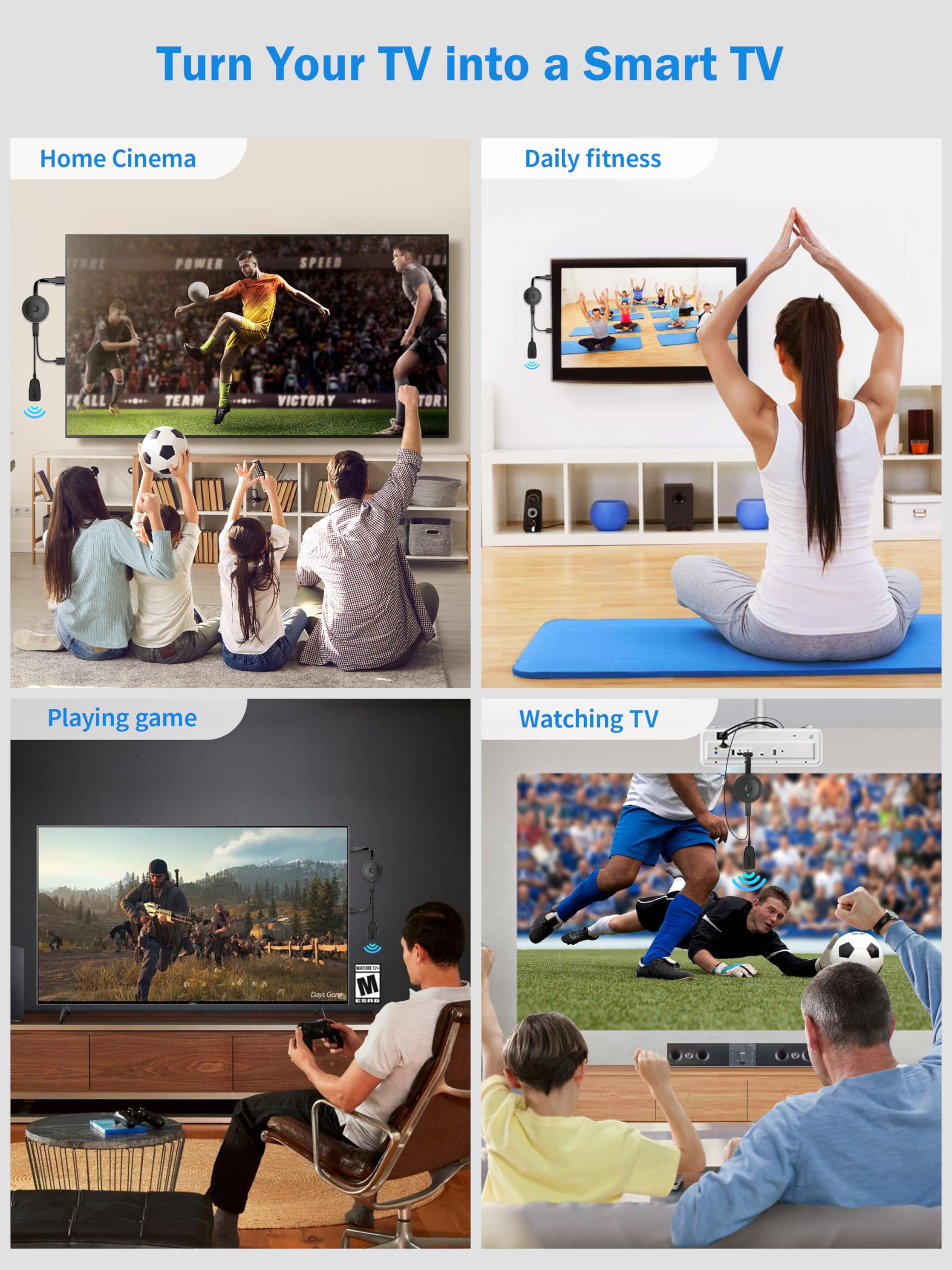 DARLYOR 4K 1080P Wireless Display Adapter, Cast PPT, Movies from i-Phone, Tablet, i-Pad, Laptop, PC to TV, Projector, Monitor - Wireless HDMI Screen Mirroring Dongle - Supports Airplay/Mircast/DLNA