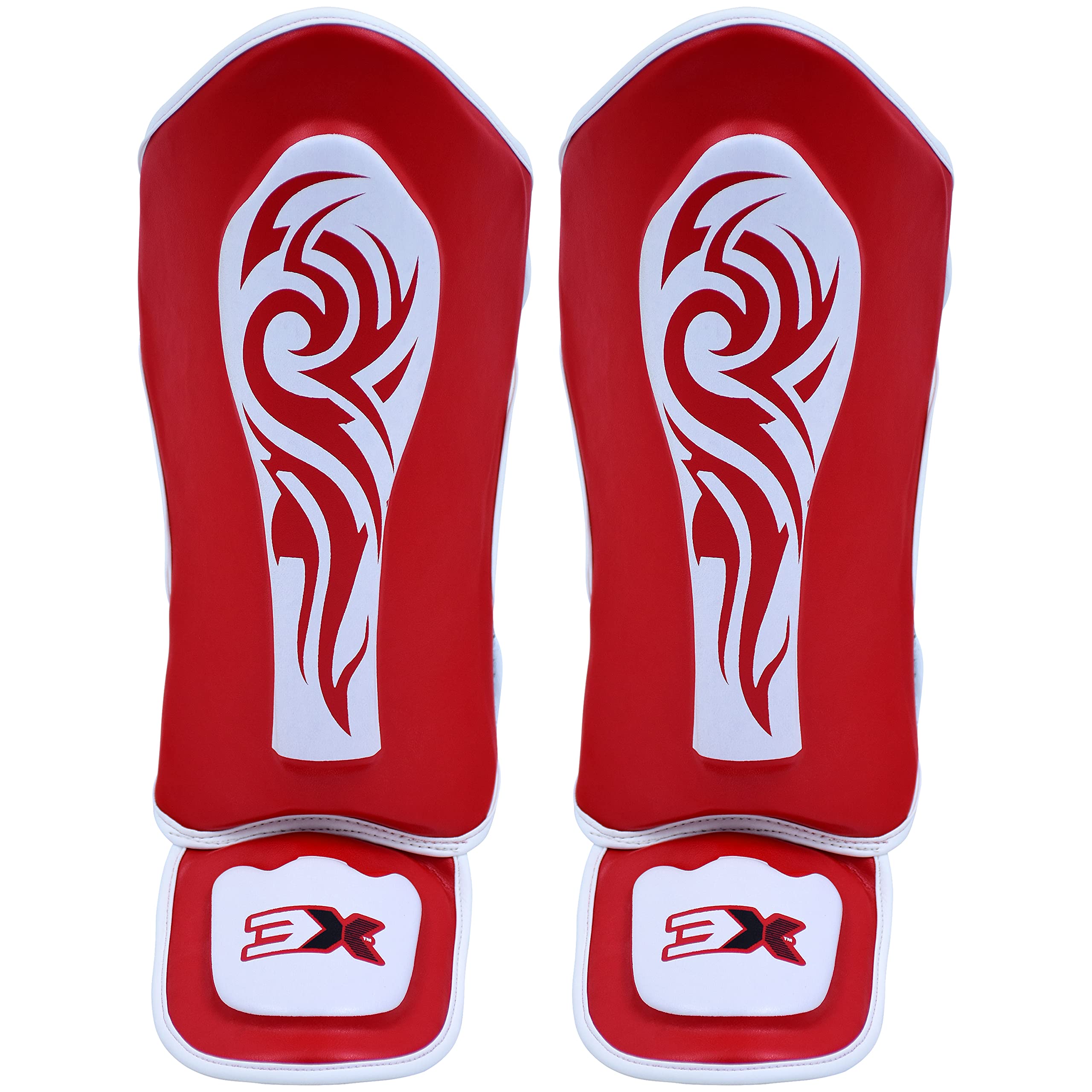 3X Sports Kids Muay Thai Shin Instep Guards - Durable Foot Protector, Lightweight Padding, Adjustable Straps, Shock Absorbing Foam, Easy Fit Sparring Training Gear, BJJ Karate Boxing Taekwondo