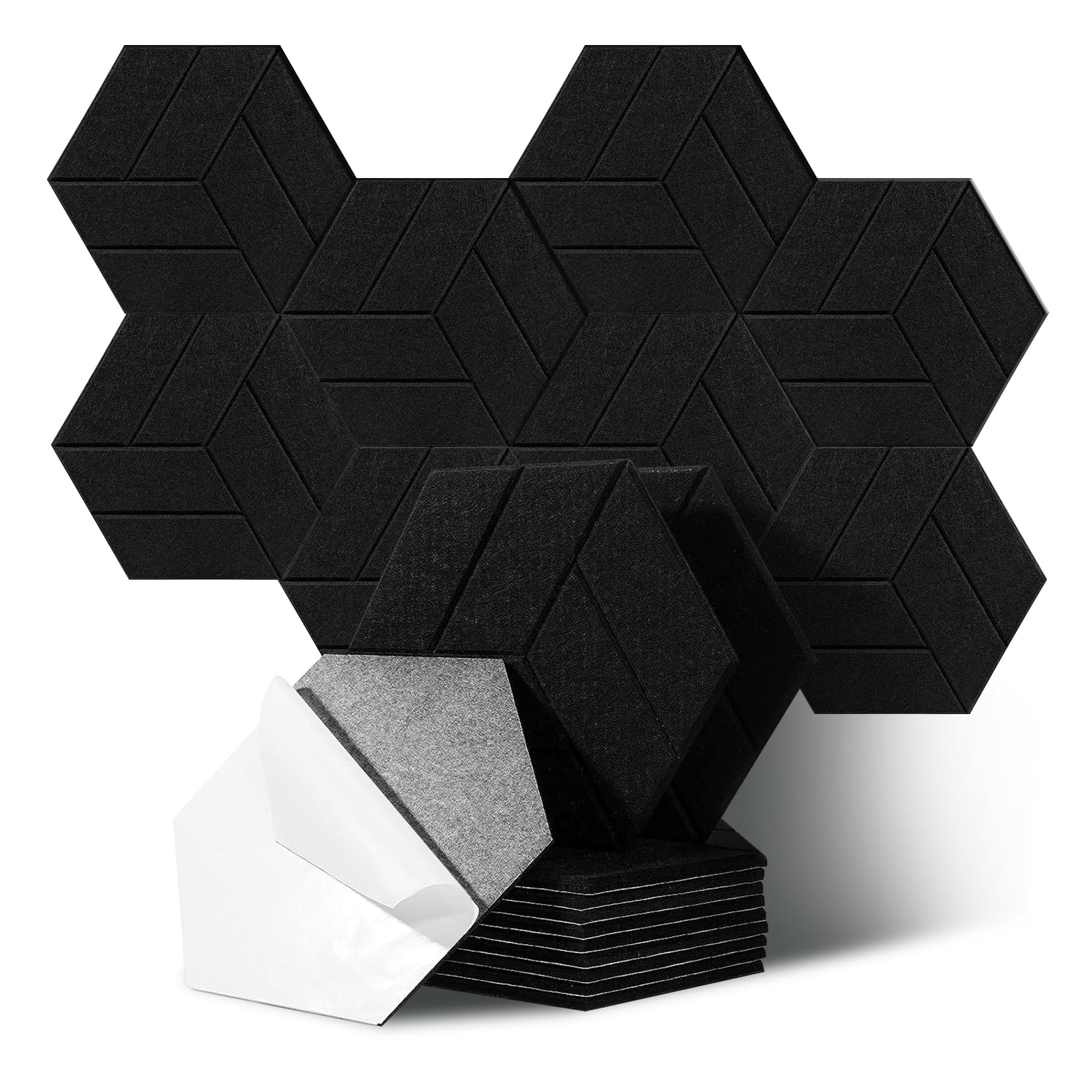 JurciCat 12 pieces Sound Proofing Panels Wall Panels Acoustic Panels Acoustic Wall Panelswall Sound Proofing For Sound Studio Office Studio Gaming Room (30cm/11.8inx26cm/10.2inx0.9cm/0.35in)