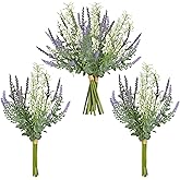 Hollyone 3 Bundles Fake Flowers Artificial Lavender Stems Bouquet Faux Plastic Purple Dried Lavender Flowers Plants for Vase DIY Wedding Floral Arrangement Home Table Centerpieces Indoor Outdoor Decor