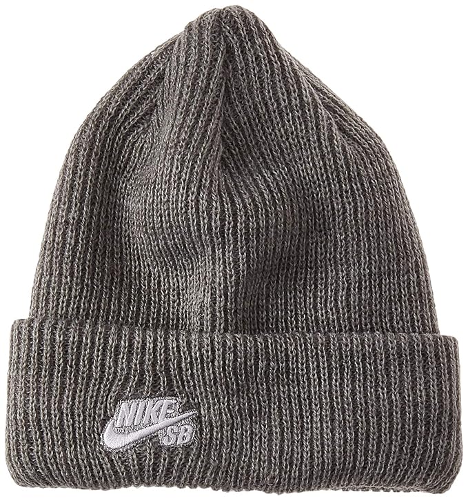 Nike One Size Beanie Hat (628684_Dark Grey Heather / White_OneSize M US