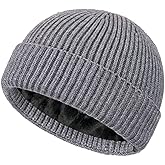 choshion Fleece Lined Wool Fisherman Beanie for Men Women, Thermal Skull Cap Winter Hats, Cold Weather Warm Knit Cuffed Cap