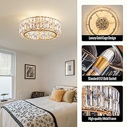 Siljoy 20’’ Gold Crystal Ceiling Fan with
