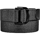 Bluecton Mens Belts Plus Size Canvas Double D Ring Black Fabric Cloth All Size 39inch to 75inch
