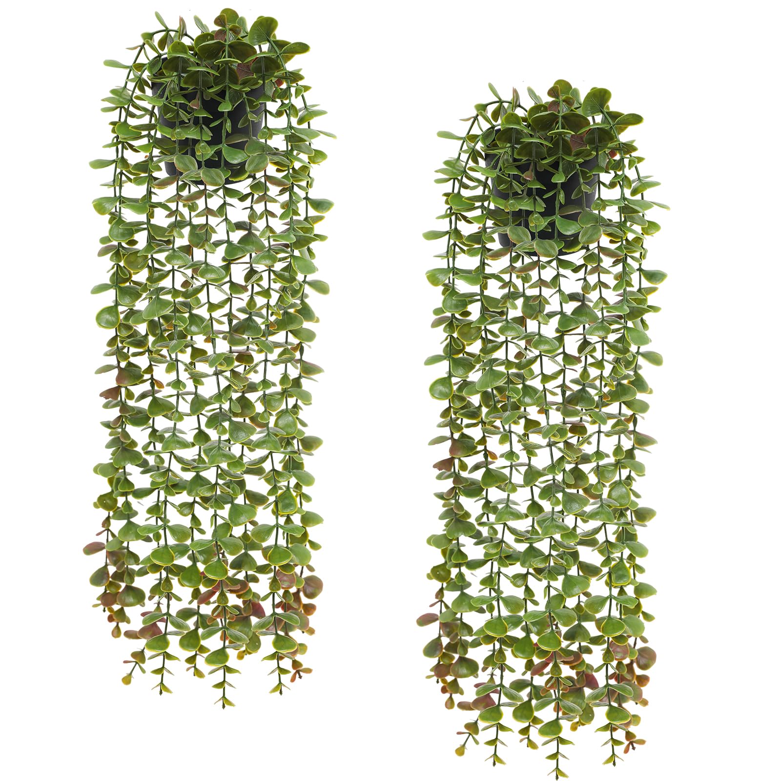 Veryhome 2Pack Artificial Hanging Plants in Potted Eucalyptus Fake Vines Faux Greenery Fake Plants Artificial Eucalyptus Vine in Pot for Wall Room Indoor Outdoor Decoration(Green)