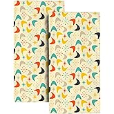 Mid Century Modern Atomic Bath Hand Towels Set of 2 Soft Absorbent for Bathroom Farmhouse Home Gym Yoga Spa Yellow Decorative Bathroom Towels Retro Gifts for Women 14"x28"