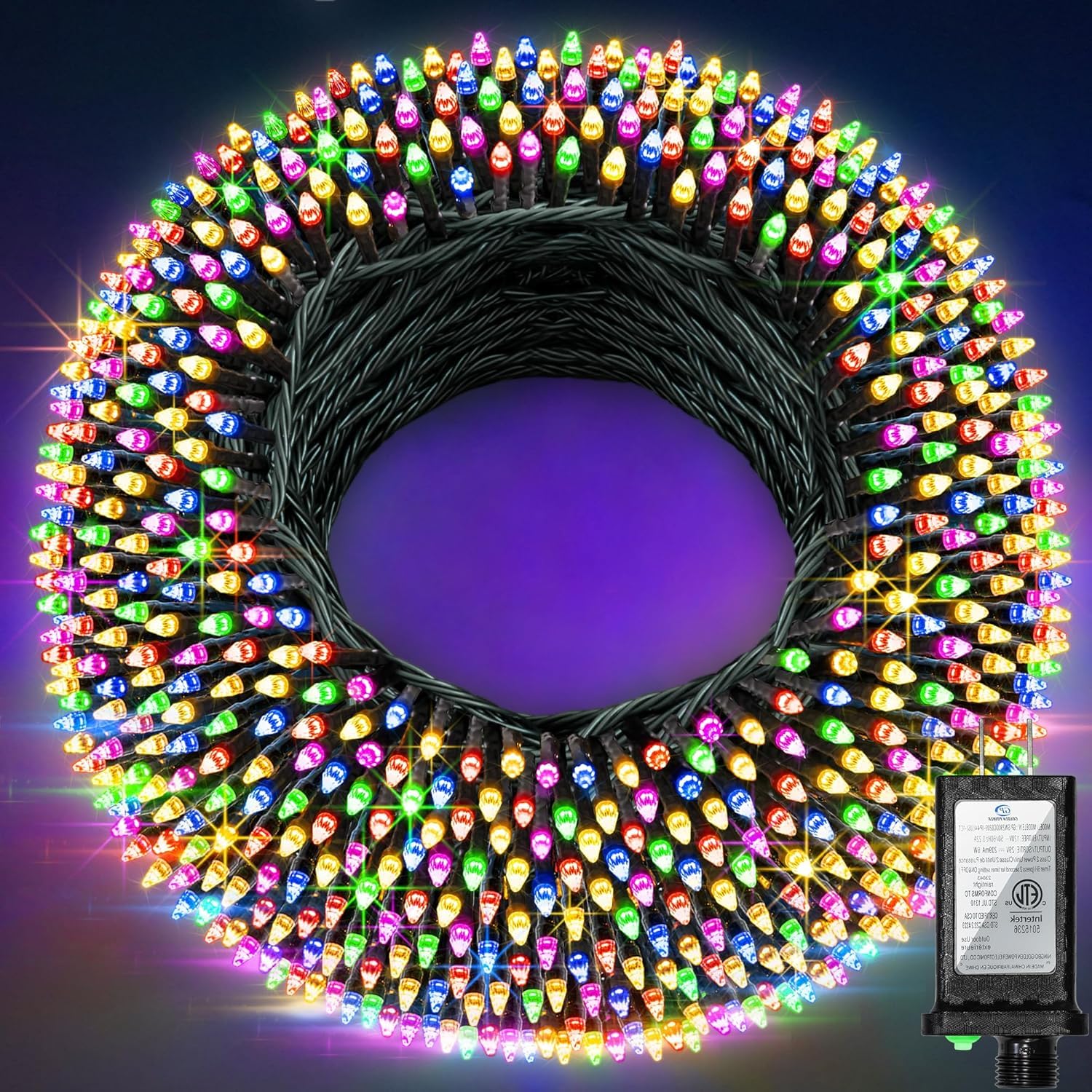 Photo 1 of 1500 LED 470FT Christmas String Lights Outdoor, 12 Modes and Timer Memory Dimmable, Plug in Waterproof Dark Green Wire Twinkle Fairy Light for for Xmas Yard Tree Wedding Party Decor (Multicolor)