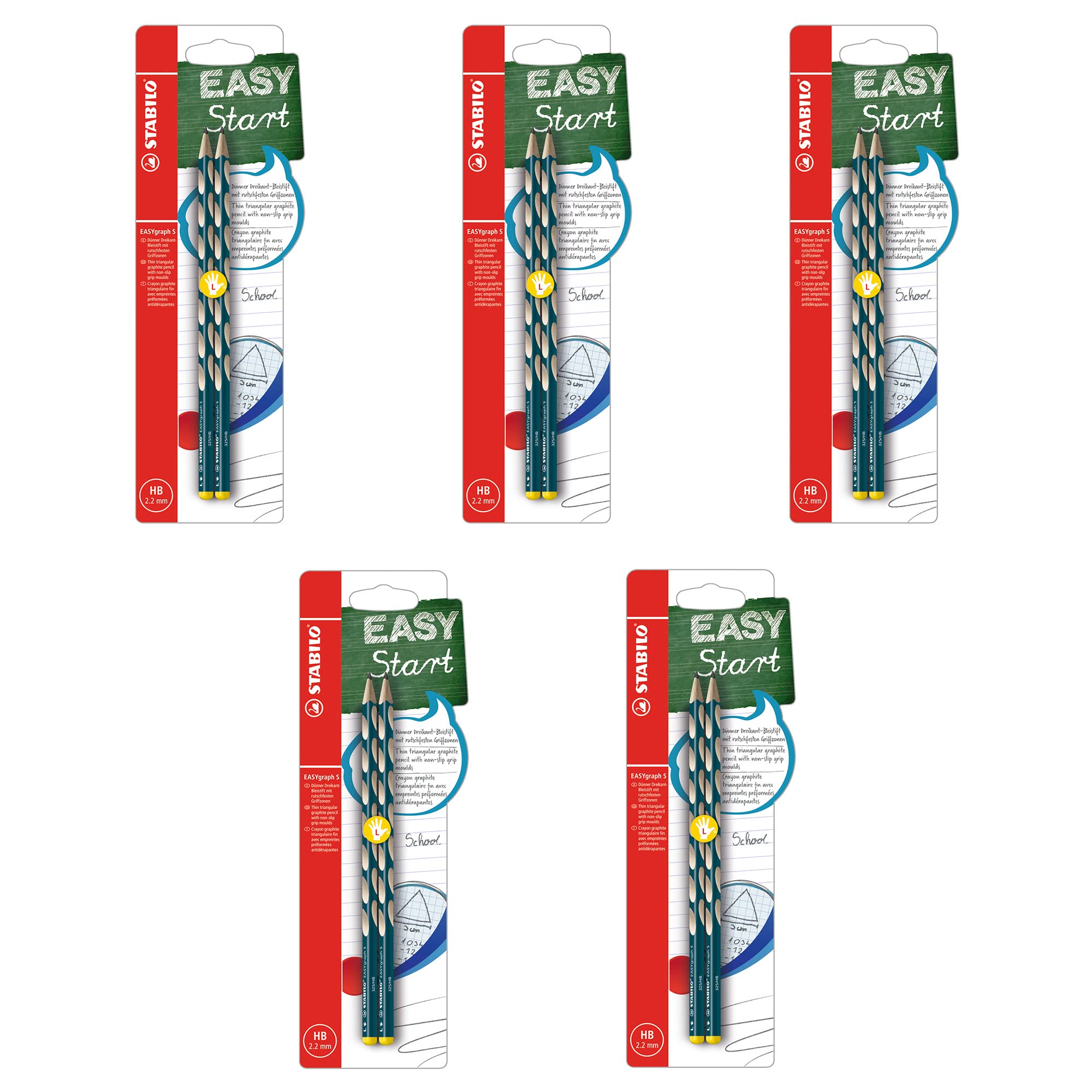 STABILO Handwriting Pencil - EASYgraph S - Left Handed - Petrol, 5 x Pack of 2