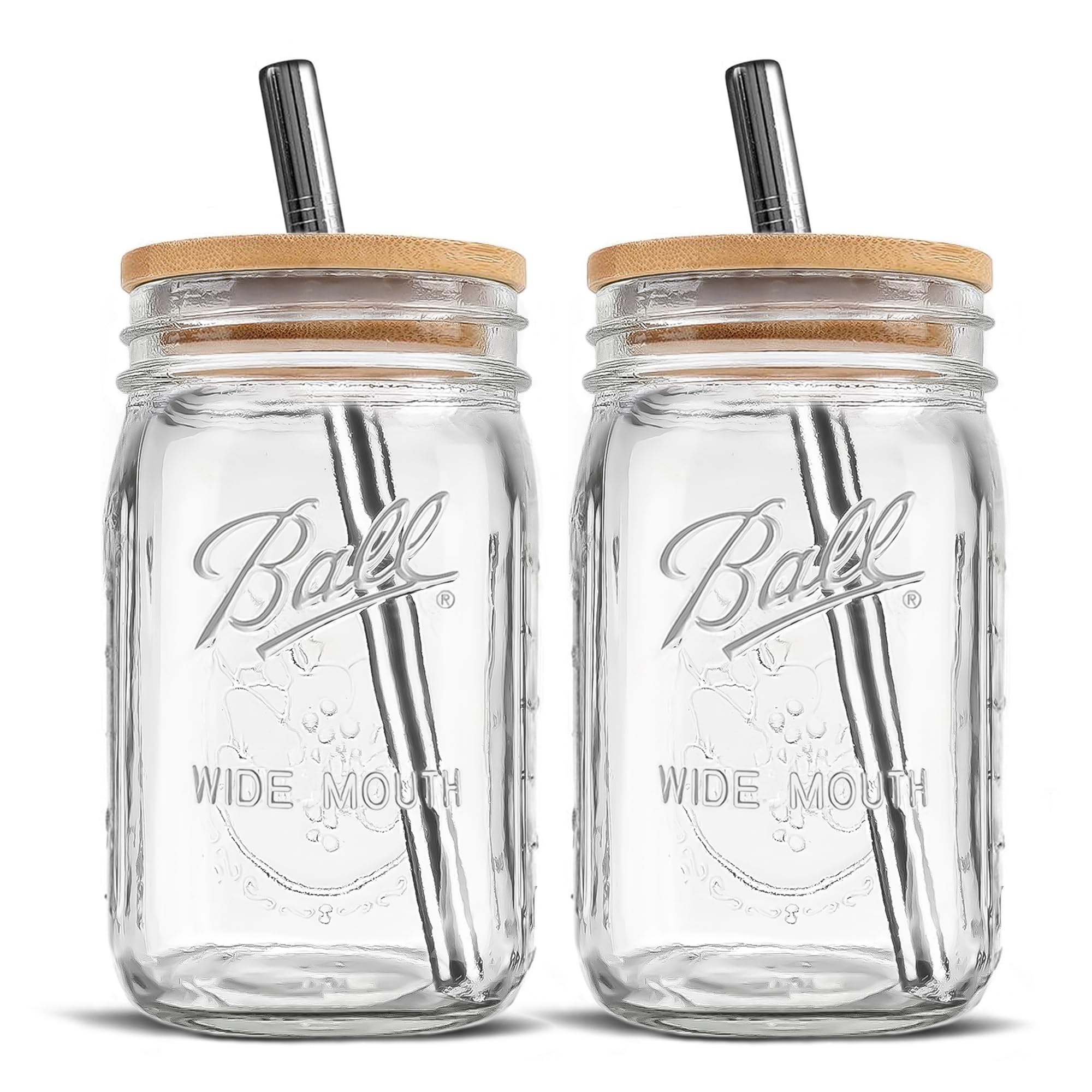 Wide Mouth Mason Jars 32 oz - (2 Pack) - Ball Wide Mouth 32-Ounces ...