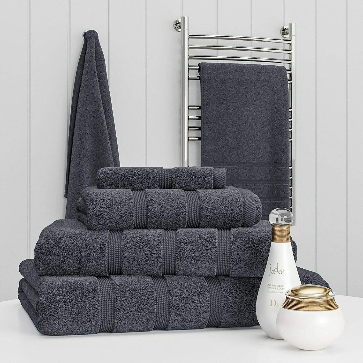 Z Fashion Luxury Towel Set 100% Cotton 2 Piece Towel Set Hand Towel Bath Towel Bale 500 GSM Bathroom towels 2 Piece Sets. (Charcoal Grey)