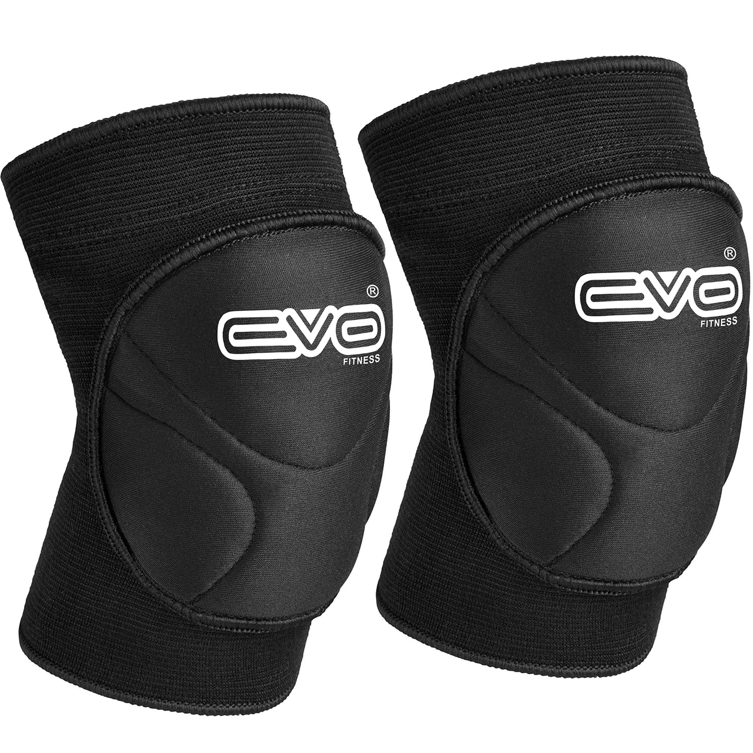 EVO Fitness Knee Pads Brace Support Elasticated Work Knee Protector Guards Cycling Skating MMA Volleyball Martial Arts Kick Boxing Muay Thai Wrestling Protection (Small/Medium)