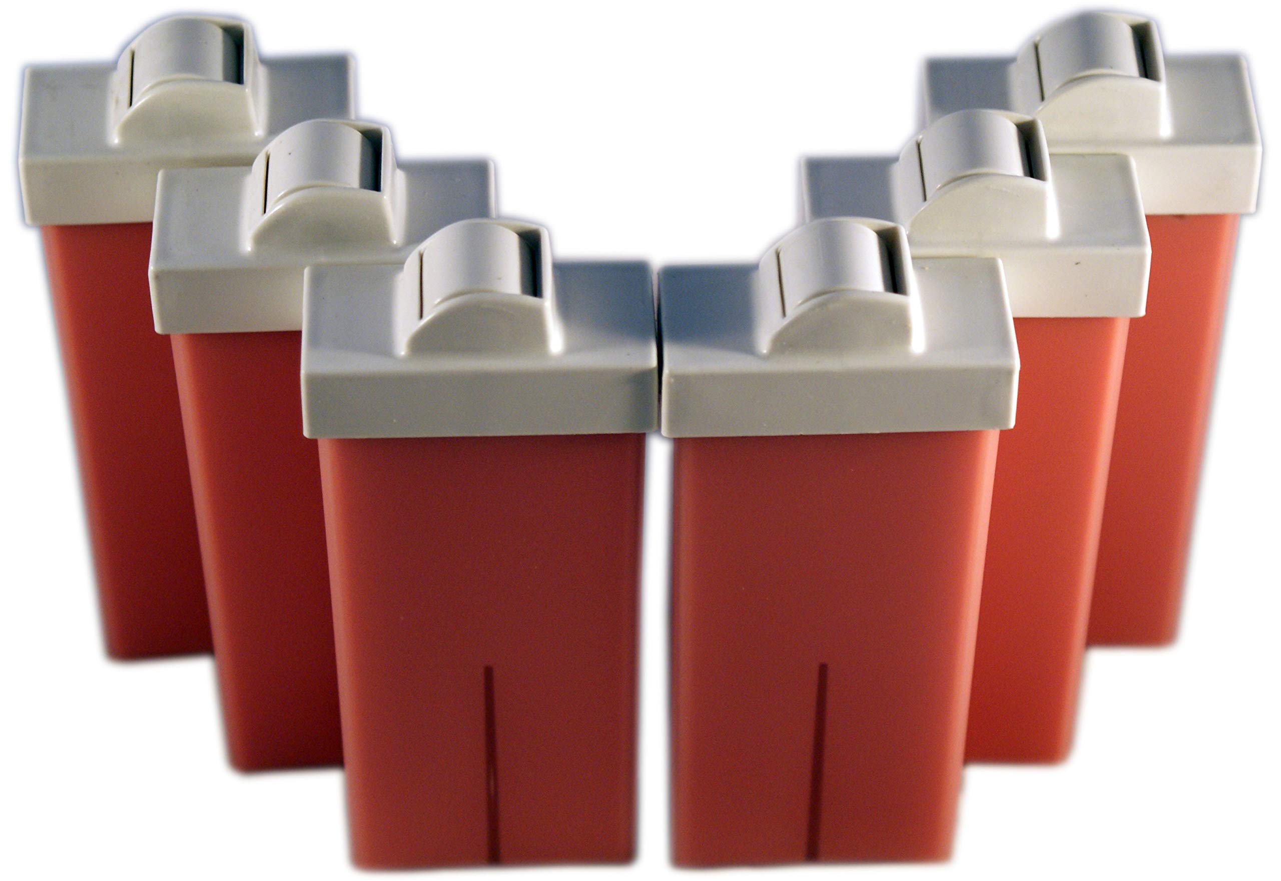 EpilWax Set of 6 Rose Wax Cartridges for Bikini Hair Removal - Large 100 ml Roll-on Waxing Refills