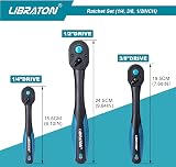 LIBRATON Ratchet Set 3 Pcs 1/4 3/8 1/2 Drive 72-Tooth Quick Release view 2