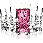 Vitrignis Tall Highball Glasses Set Of 6-14 Ounce Elegant Tom Collins Glasses - Textured Designer Glassware Set For Whiskey,Drinks, Water, Beer, Soda