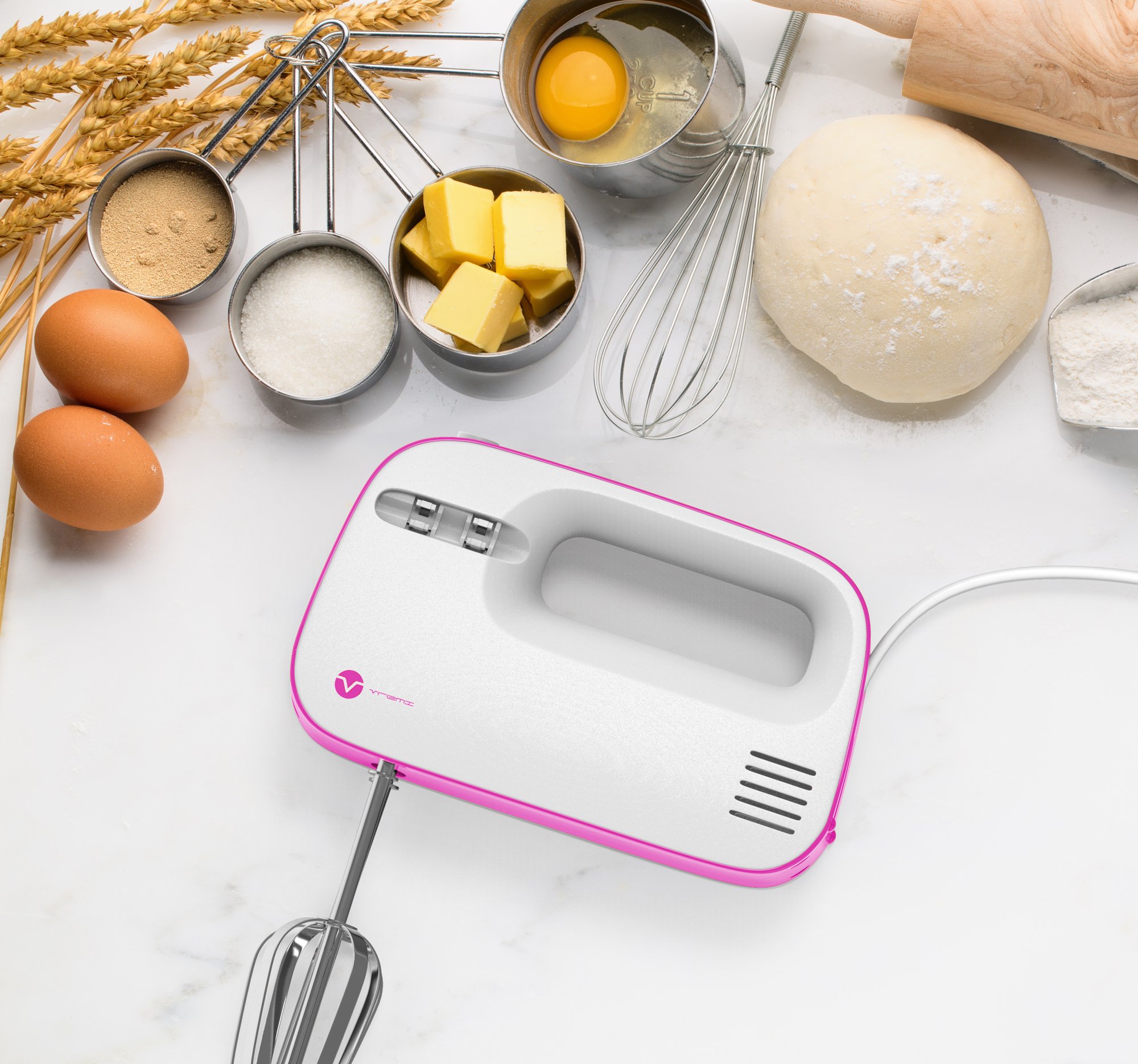 Vremi VRM010076N Small Electric Hand Mixer 3speed 150W Builtin Beater