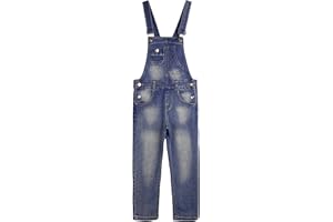 KIDSCOOL SPACE Little Big Girls Denim Overalls,Washed for Soft Stretch Jeans Workwear