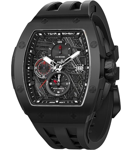 Amazon.com: Tsar Bomba New Tonneau Men's Watch Skeleton Japanese