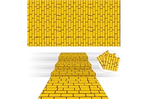 Chuangdi 3 Pieces 4.5 x 9 Feet Yellow Brick Costume Wizard Backdrop Princess Decorations Decal Wall Backdrop Brick Wallpaper for Halloween Wizard Princess Cosplay Decorations Supplies