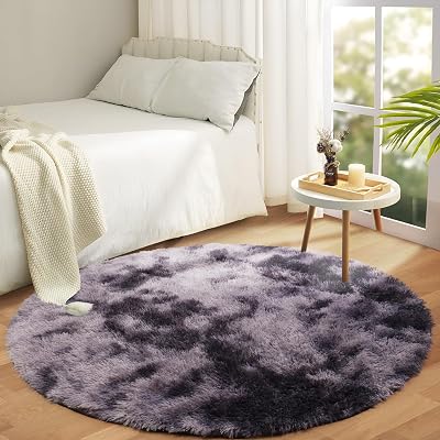 Aspire Homeware Round Rug 120x120 cm Dark Grey Non Slip Shaggy