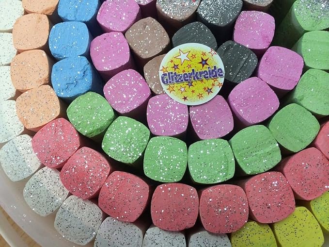 ATLA Glitzer Straßenmalkreide im XXL Eimer, 93 Stück inkl. schwarz - Malkreide