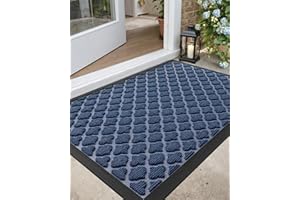 DEXI Front Door Mat Outside Entrance, 2x4 ft Rubber Entry Doormat Heavy Duty, Welcome Mats Non Slip for Inside House Floor Entryway Double Doors Exterior Patio, Floral Blue