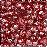 BeadTin Dark Ruby Transparent 8mm Faceted Round Plastic Craft Beads (450pcs)