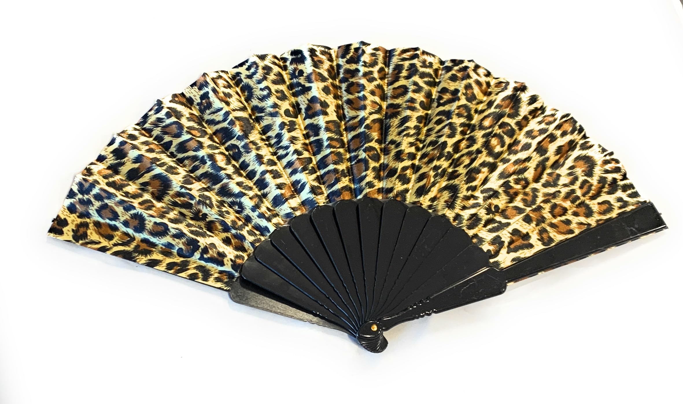 Caprilite Classic Leopard Print Fan Chinese Folding Hand Held Dancing Prom Party Fans Gift