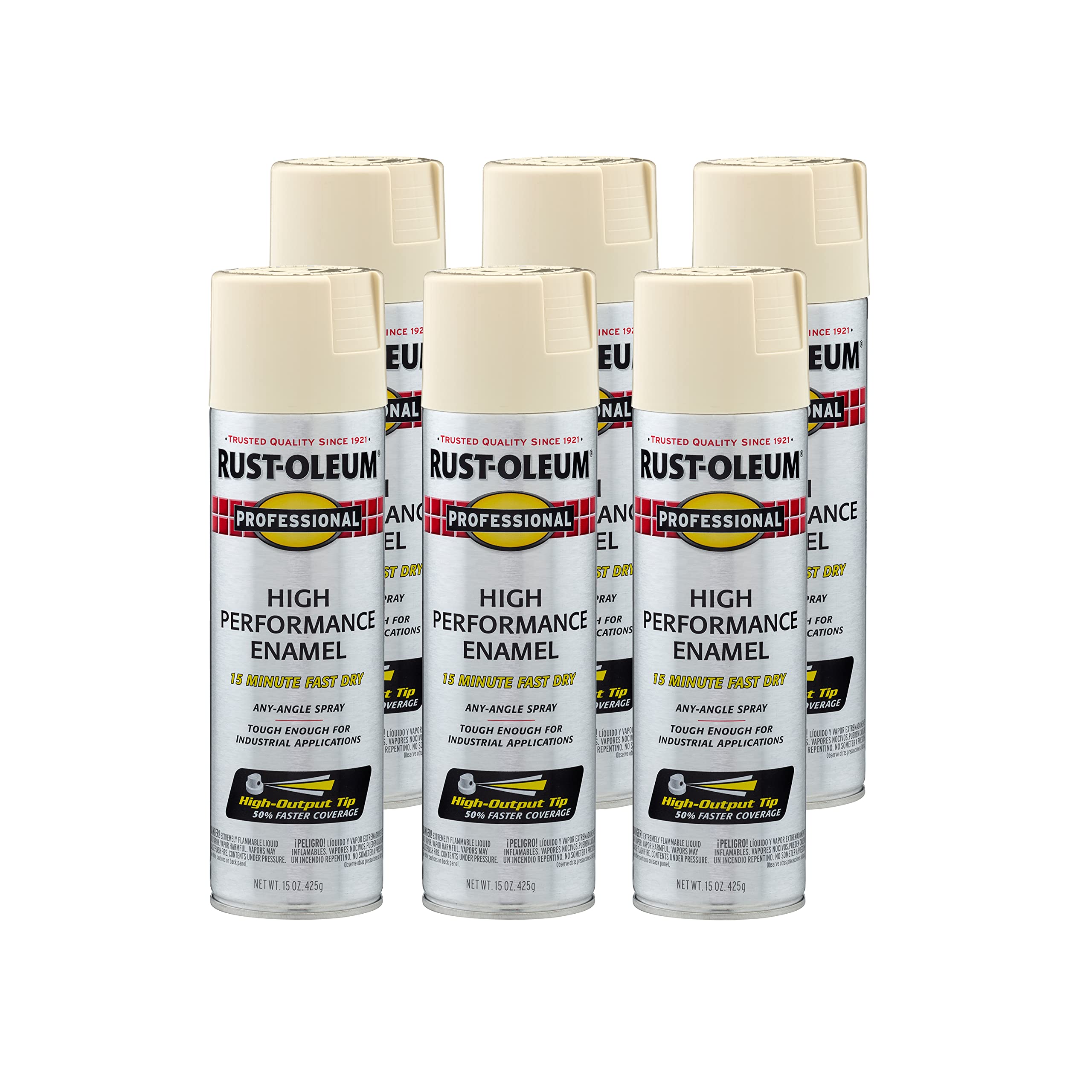 Rust-Oleum 7570838-6PK Professional High Performance Enamel Spray Paint, 15 oz, Gloss Almond, 6 Pack Image