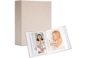 Hiwhy Linen 4x6 Photo Album 2 Packs, Each Hardcover Small Insert Bookshelf Photo Albums for 52 Photos, Ideal for Kids Wedding Travel, Soft Pink