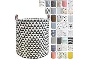 RoyBoder Laundry Hamper Thickened Cotton Waterproof Laundry Basket Leather Handle Collapsible Wide Ring Laundry Hamper in Bedroom Bathroom Dormitory Cloakroom Livingroom Nursery Organizer Toy Bin