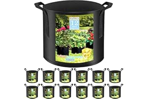 KuMers 12 Pack Grow Bags 3 Gallon, 300G Heavy Duty Thickened Non-Woven Plant Bag Plant Fabric Pots with Handles Planting Bags
