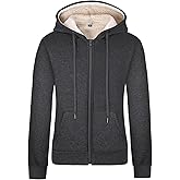 Gihuo Women's Sherpa Lined Hooded Sweatshirt Zip Up Winter Warm Hoodie Comfy Hooded Fleece Jacket