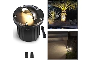 Gardenreet Brass Well Light - Waterproof 12V Ip65 In-Ground Landscape Lighting, LED Outdoor Replaceable Bulb Low Voltage Fixture, Antique Bronze for Tree Garden Pathway Without MR16 Bulb