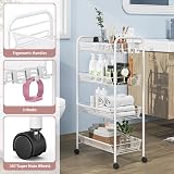 4-Tier Rolling Cart On Wheels White 4-Tier Storage Trolley view 3