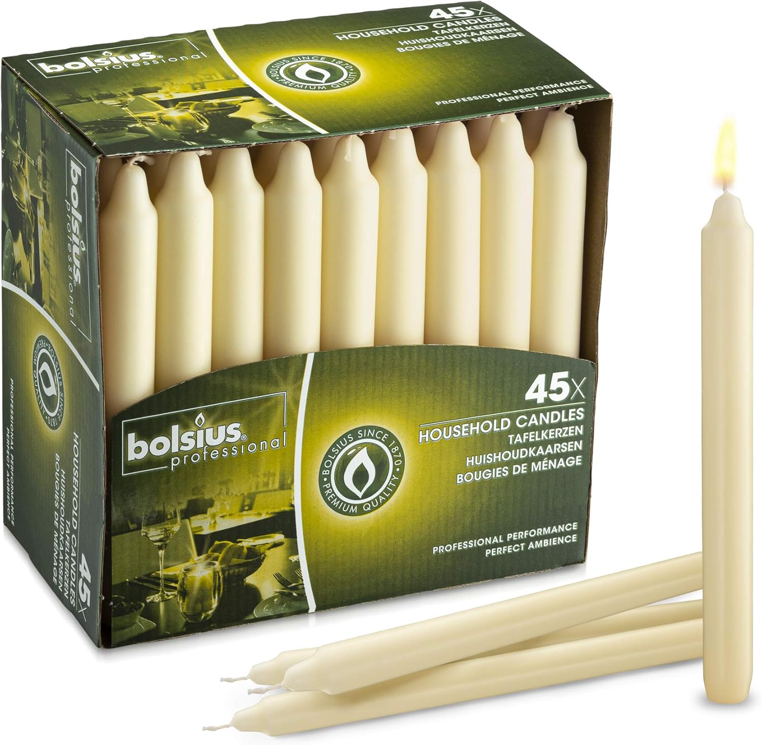 Bolsius 8717847091031 Bolsius Household Candle Ivory, Box of 45
