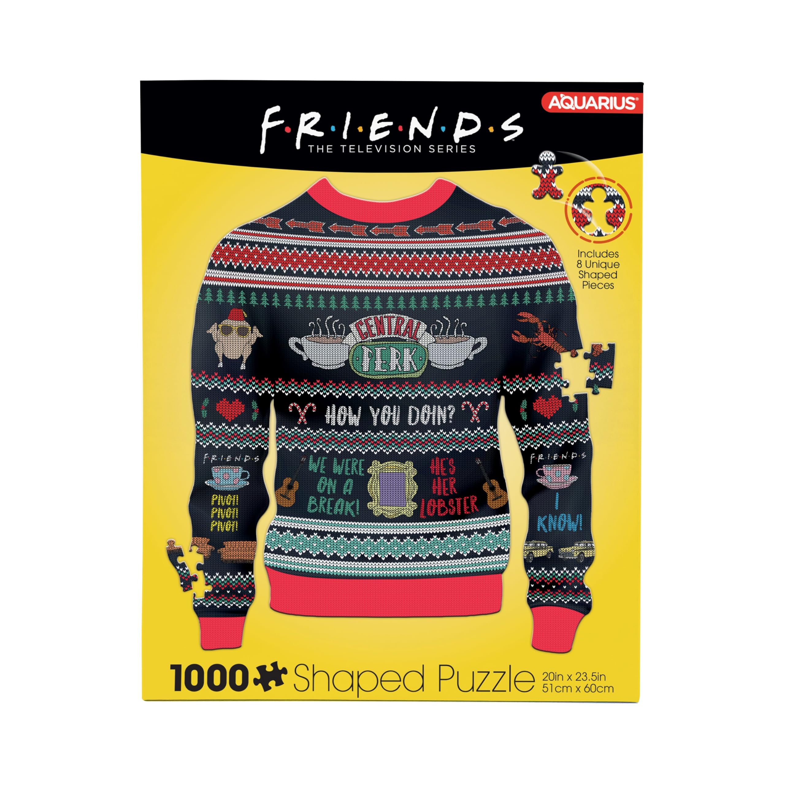 AQUARIUS - Friends TV Series Ugly Christmas Sweater Shaped 1000 Piece Jigsaw Puzzles