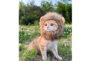 PenVinoo Lion Mane Wig for Cat,Dog and Cat Costume,Funny Pet Cat Costumes for Halloween Christmas, Parties, Photo Shoots (Size M, Melange Brown)