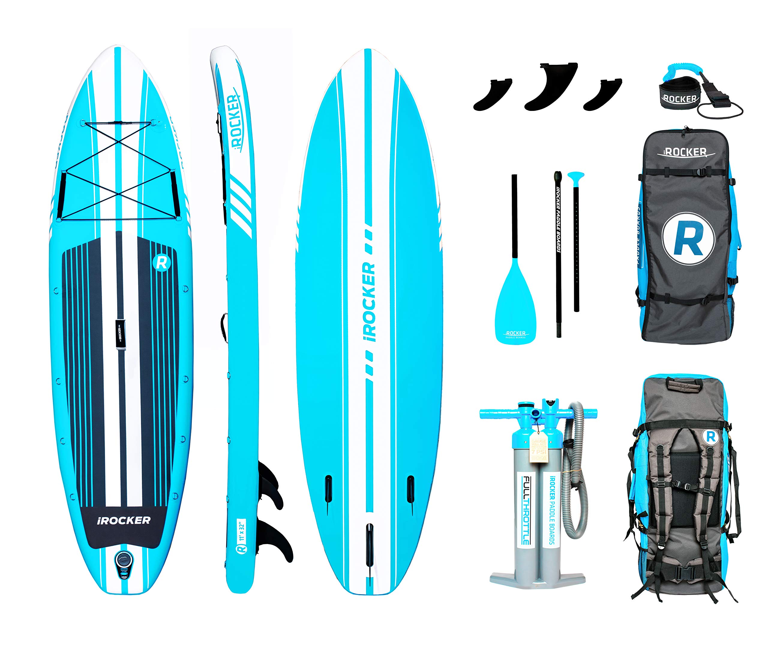 iROCKER AllAround Inflatable Stand Up Paddle Board 11' Long 32" Wide 6