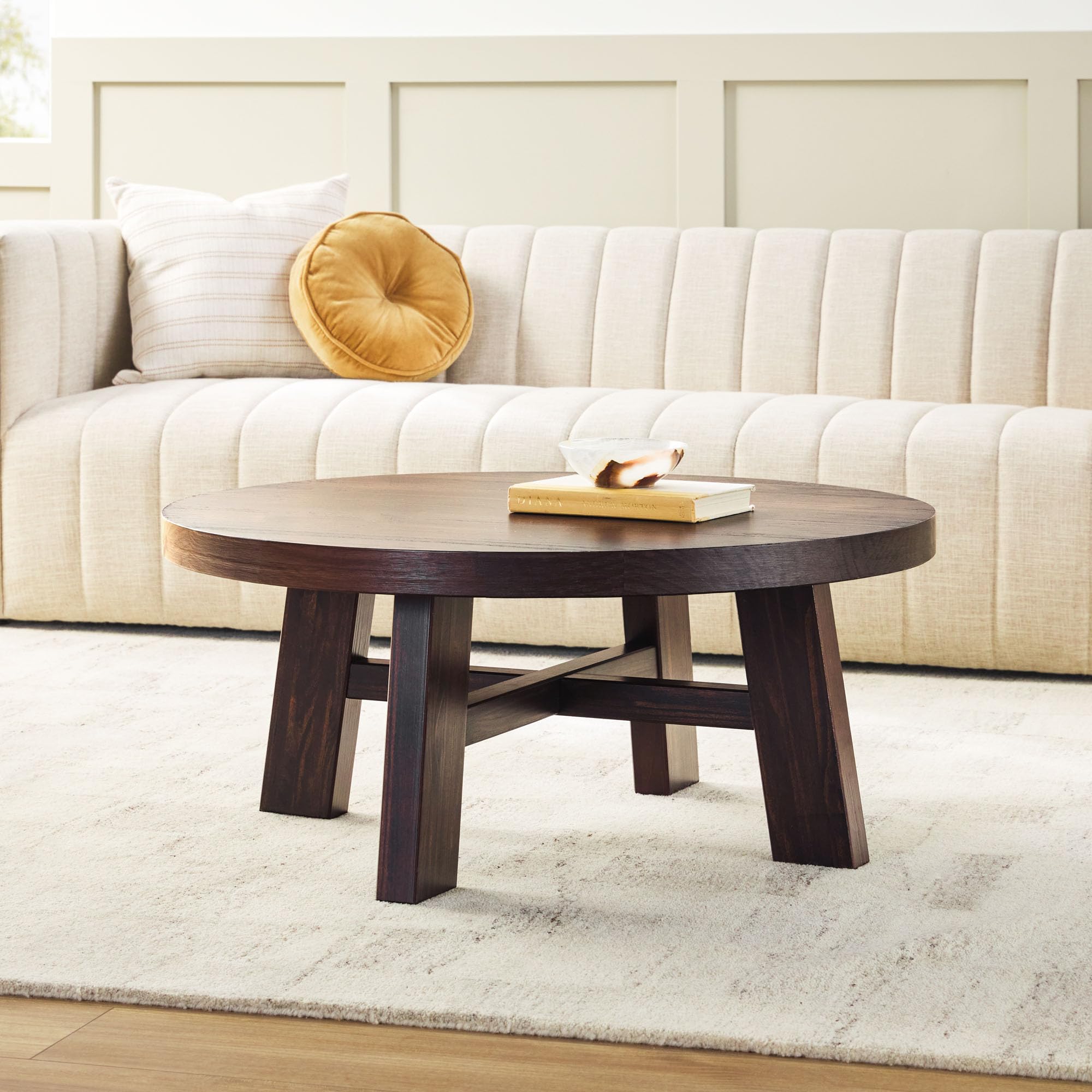 Photo 1 of **SEE CLERK NOTES, AND PHOTOS***Walker Edison Colt Modern Farmhouse Solid Wood Round Coffee Table, 36 Inch, Espresso
