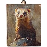SIUKUS Adorable Ferret Flannel Throw Blanket for Sofa Travel Camping,Cute Animal and Rock Decorative Blankets,Soft Lightweight Throws,Thoughtful Gifts for Kids Girls Boys Wildlife Lovers,50x60 Inch