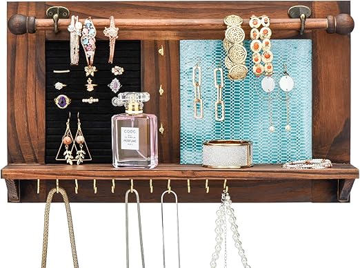 Necklaces Mesh Jewelry Shelf Rustic Jewelry Display Removable Rod