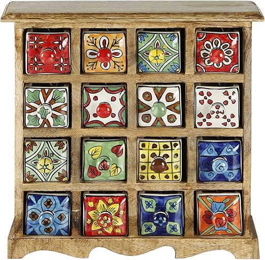 Amazon Com Curios 16 Drawer Light Brown Wood Apothecary Chest