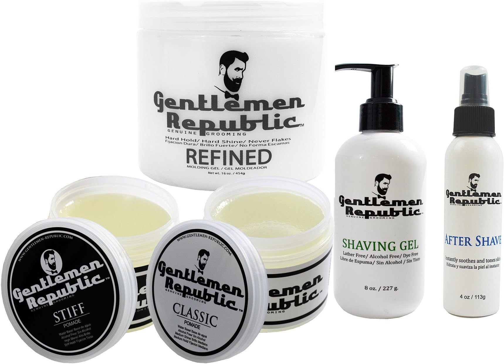 Gentlemen Republic Men's Face & Hair Care Gift Set w/Gel, Pomade & Aftershave