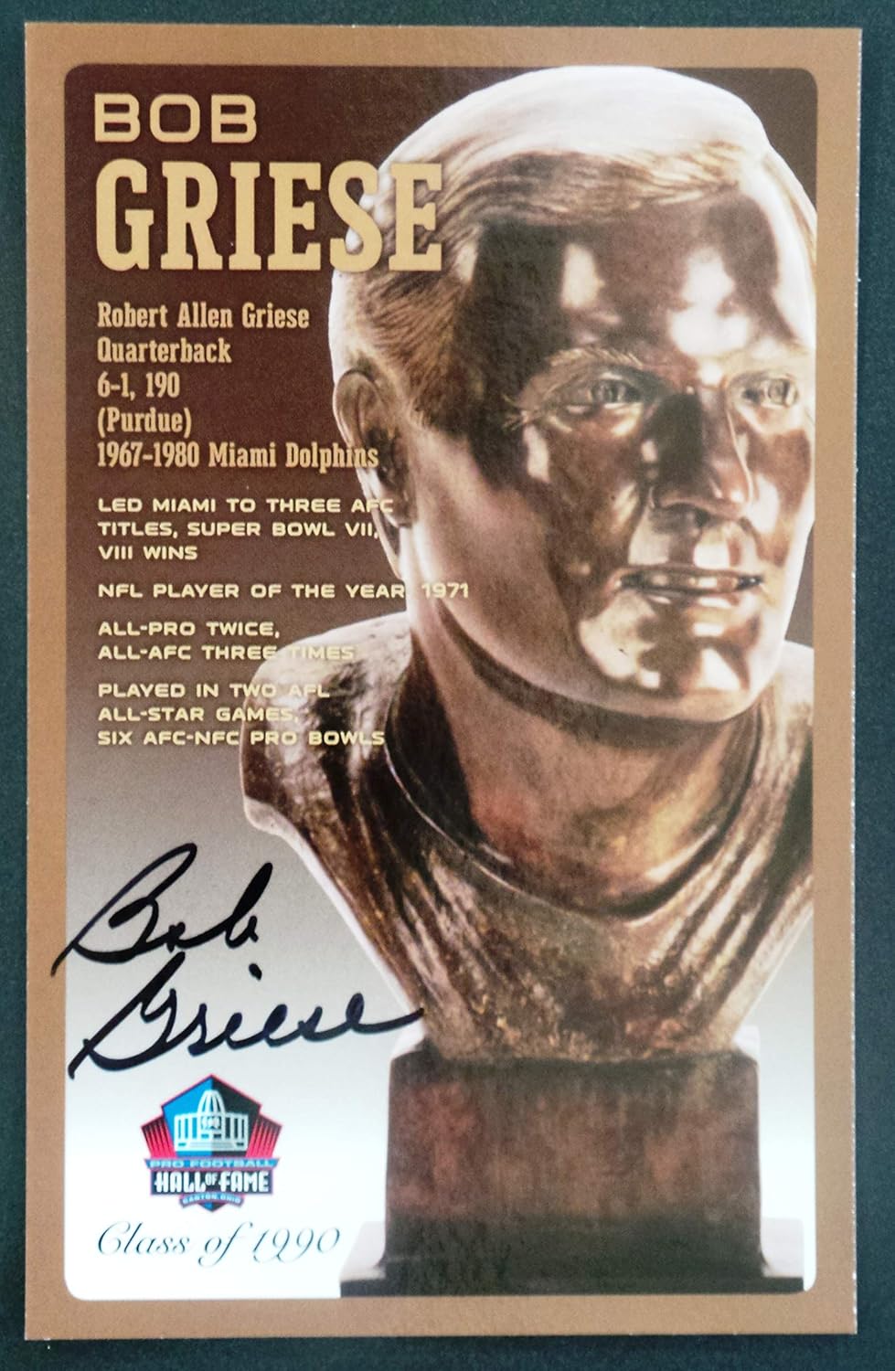 Amazoncom Pro Football Hall Of Fame Bob Griese Miami
